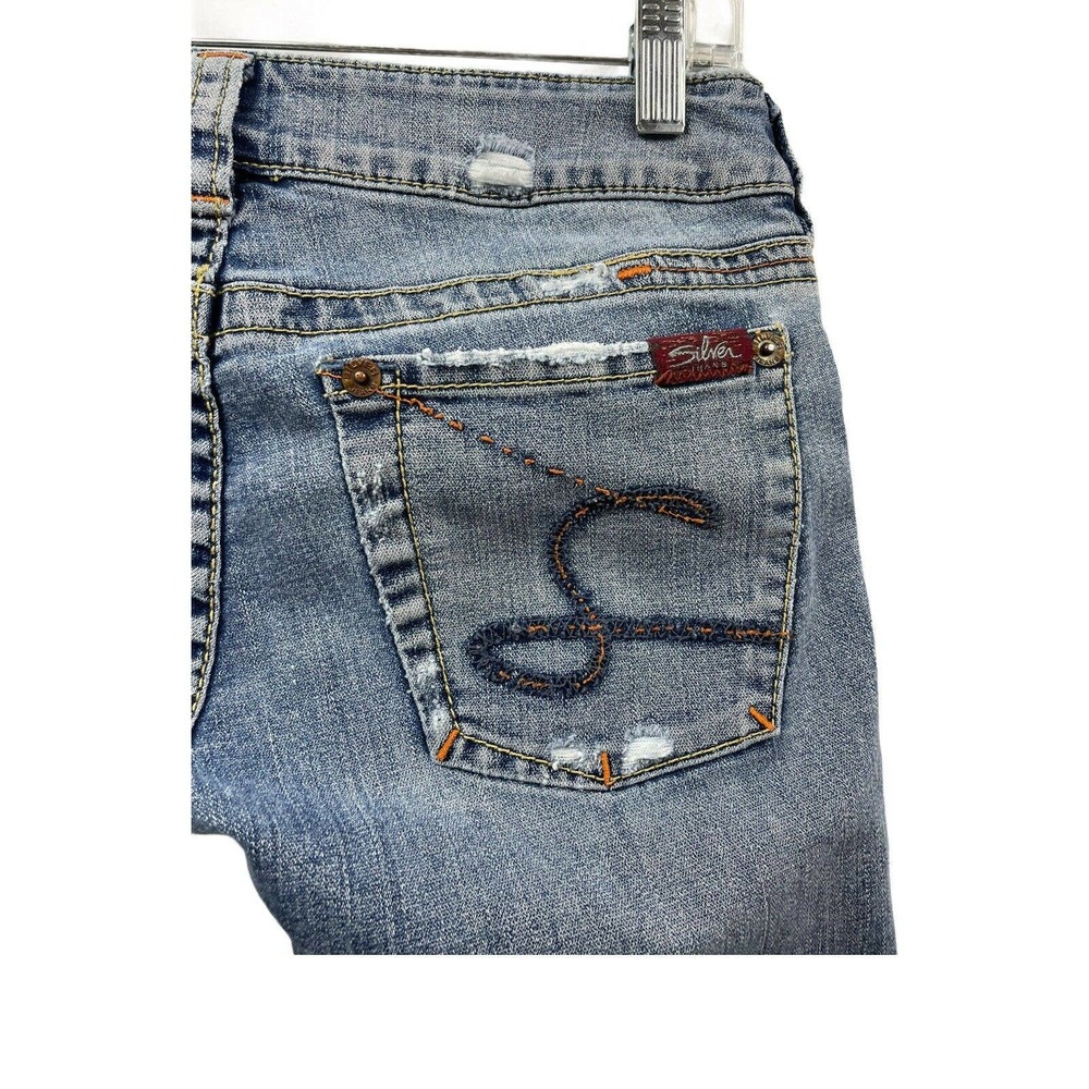 Silver Jeans Womens Santorini Low Rise Cropped Capris Distressed Size 29